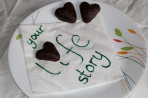 Time Together - Your life story on a plate, napking, plate and festive biscuits on a plate.